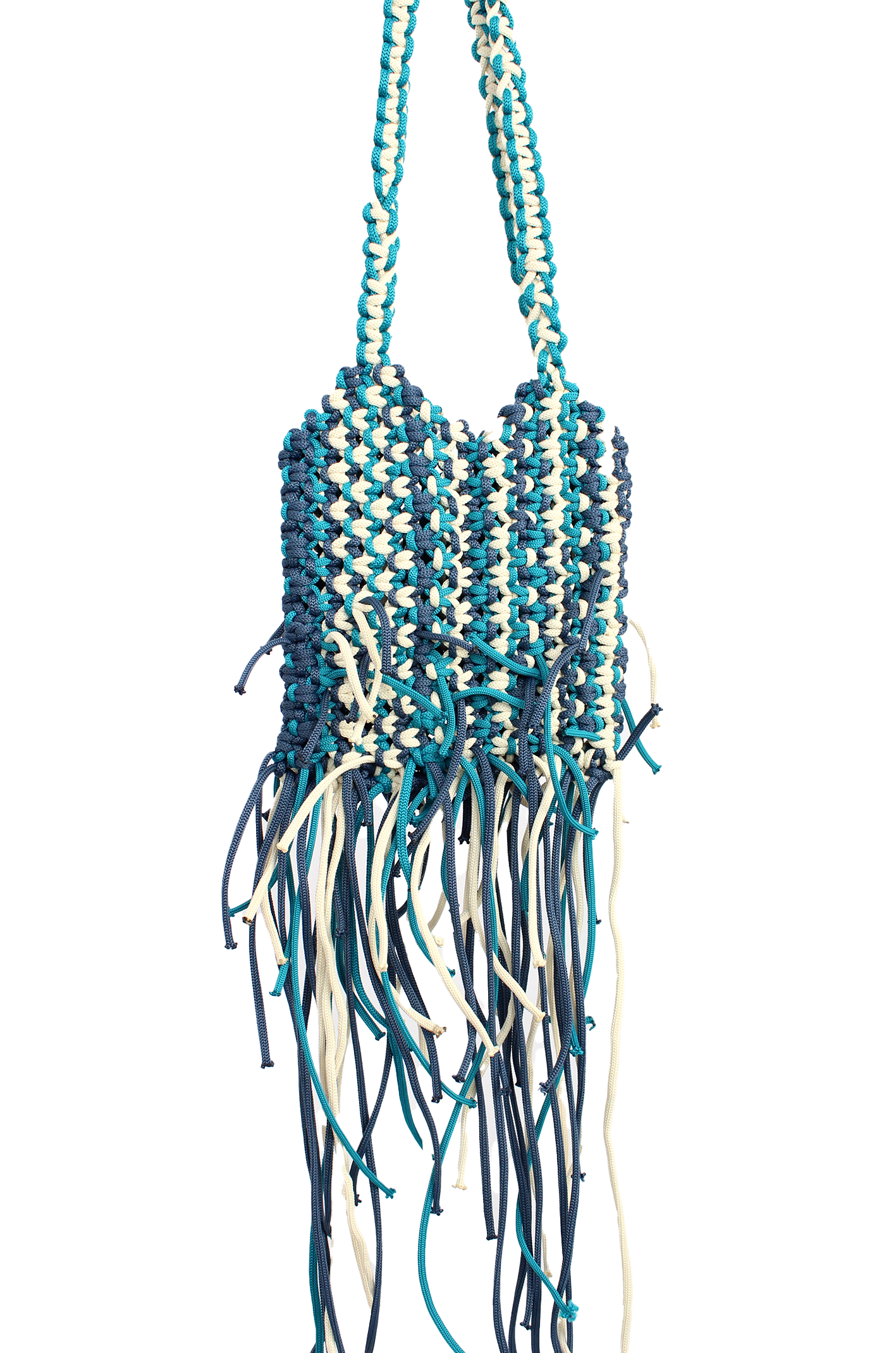 三色手工編織蓄鬚包 Tricolor Macramé Fringe bag