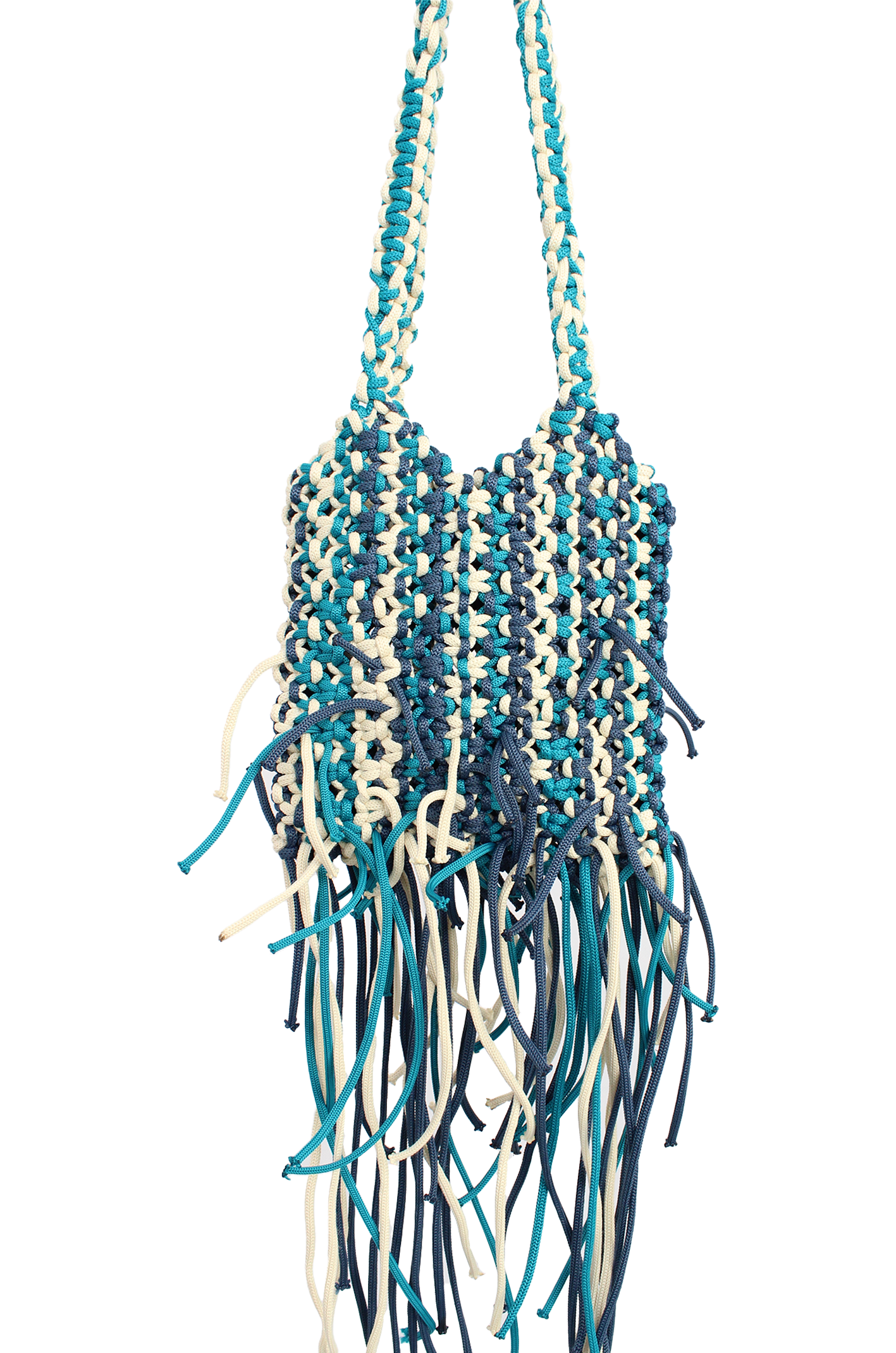 三色手工編織蓄鬚包 Tricolor Macramé Fringe bag