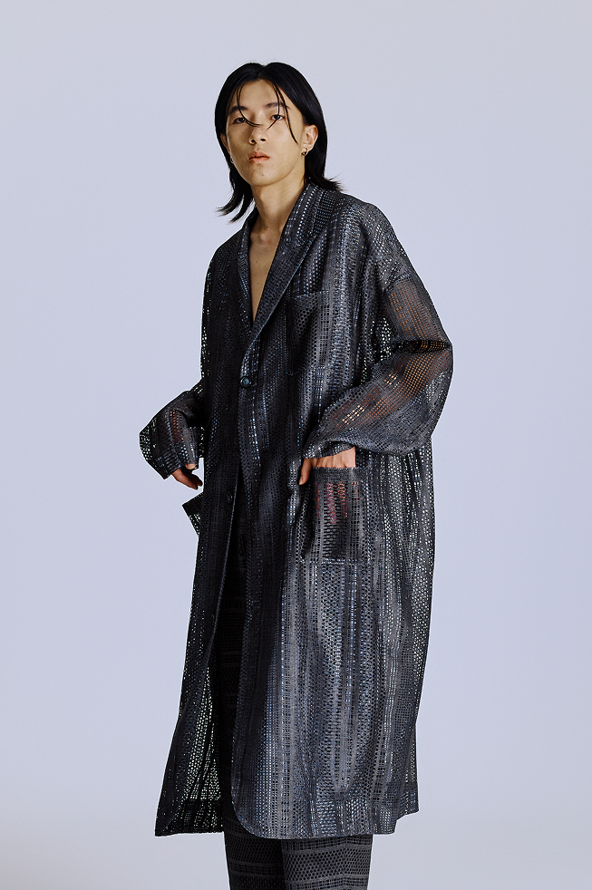 網眼長版西裝外套 Mesh Long Blazer
