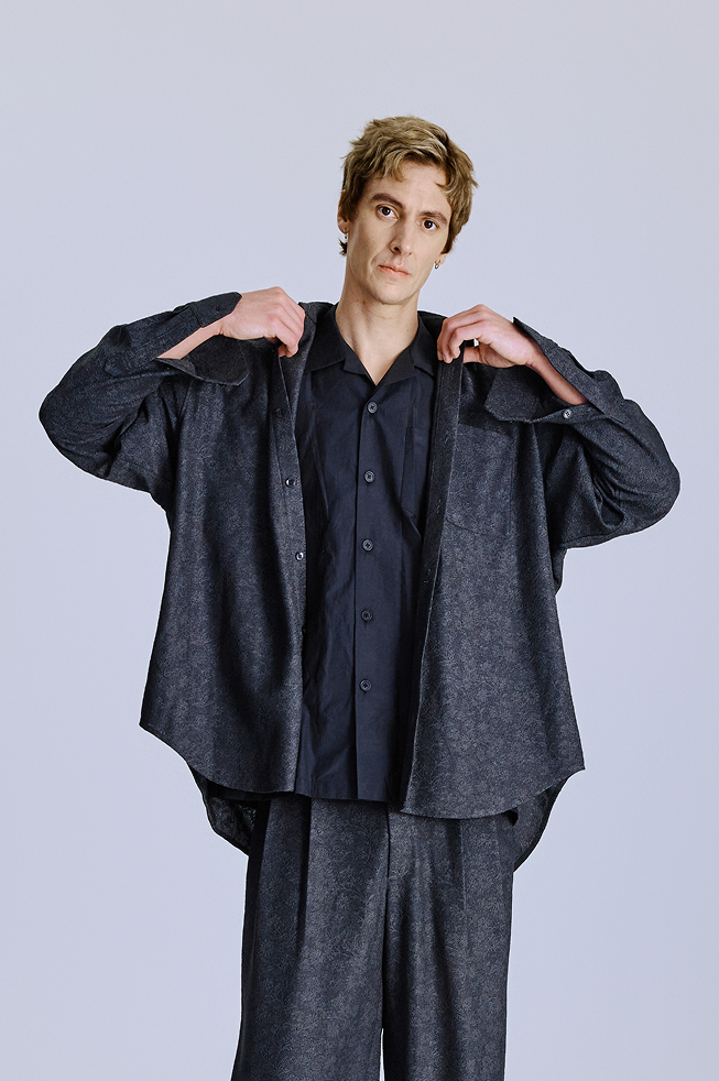 提花長袖襯衫 Jacquard Long-Sleeve Shirt