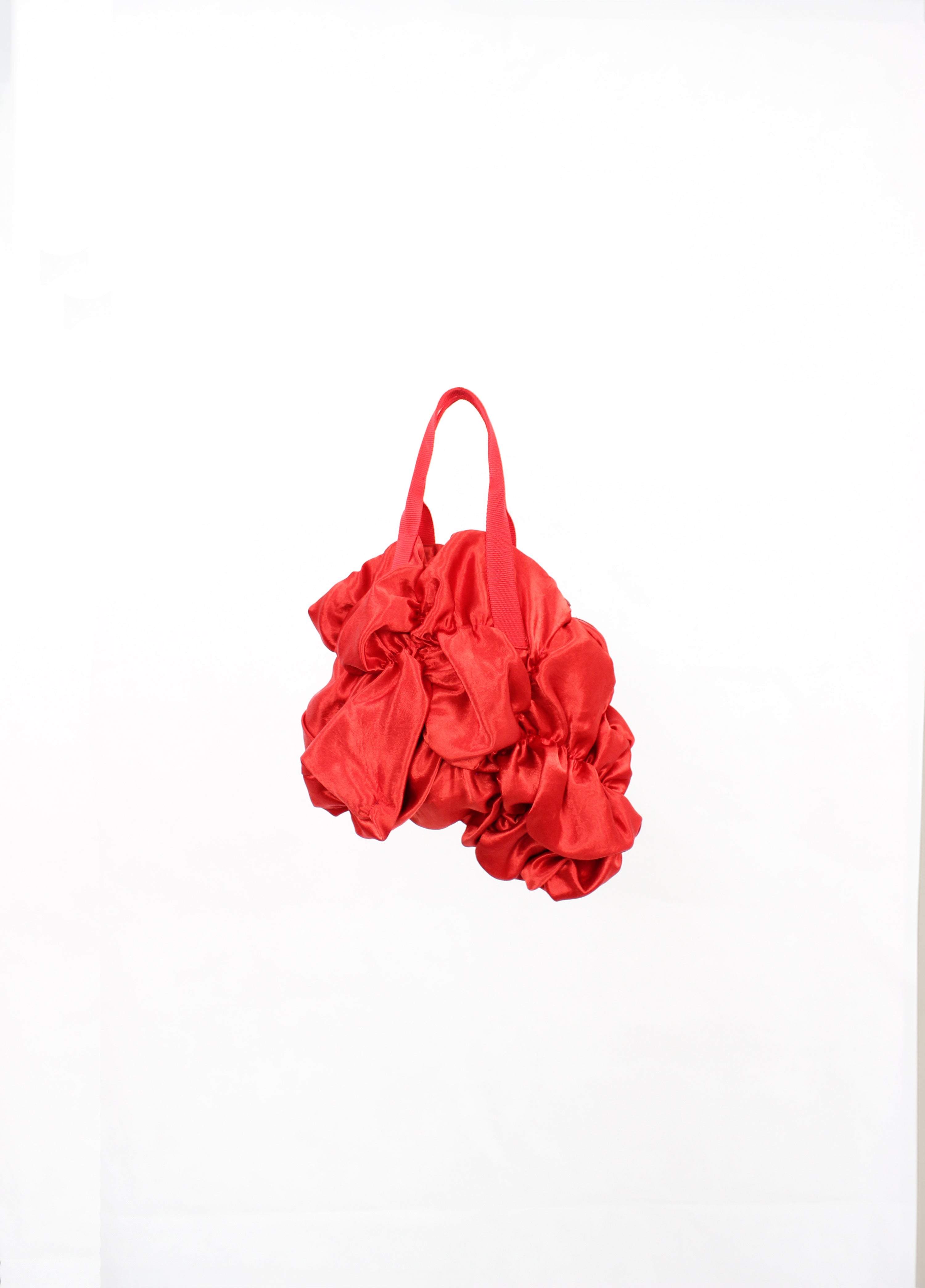 大紅緞面雲朵手提包Red Cloud Handbag