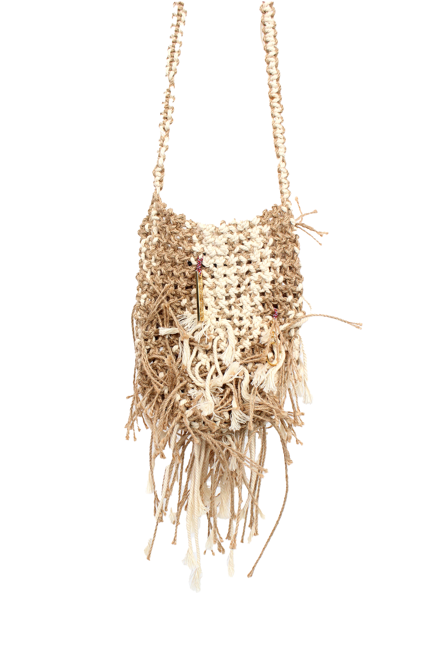 棉麻編織蓄鬚包 Cotton/Linen Macrame Fringe bag (S)