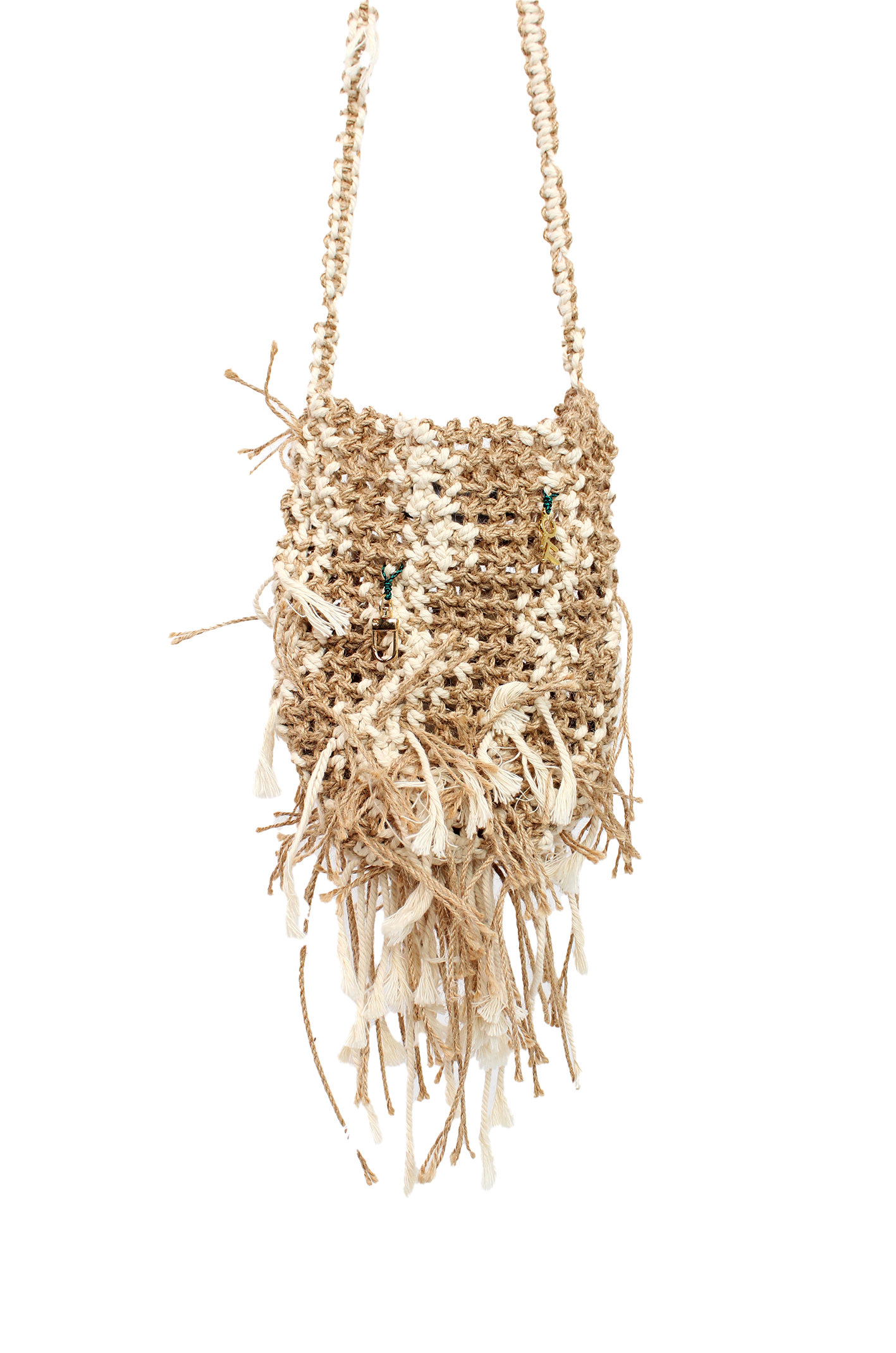 棉麻編織蓄鬚包 Cotton/Linen Macrame Fringe bag (S)