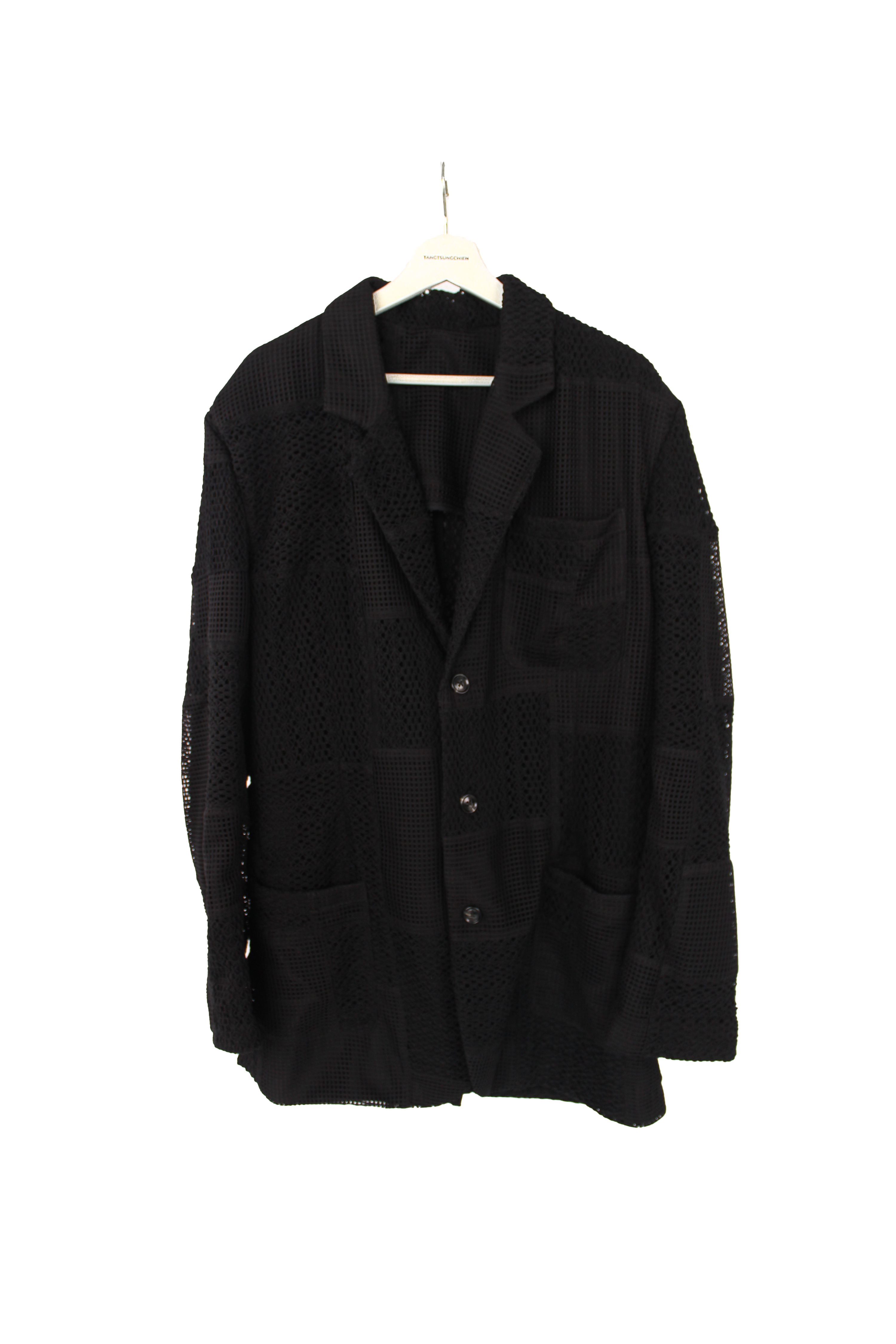 網眼拼接西裝 Black Floral Lace Patchwork Blazer