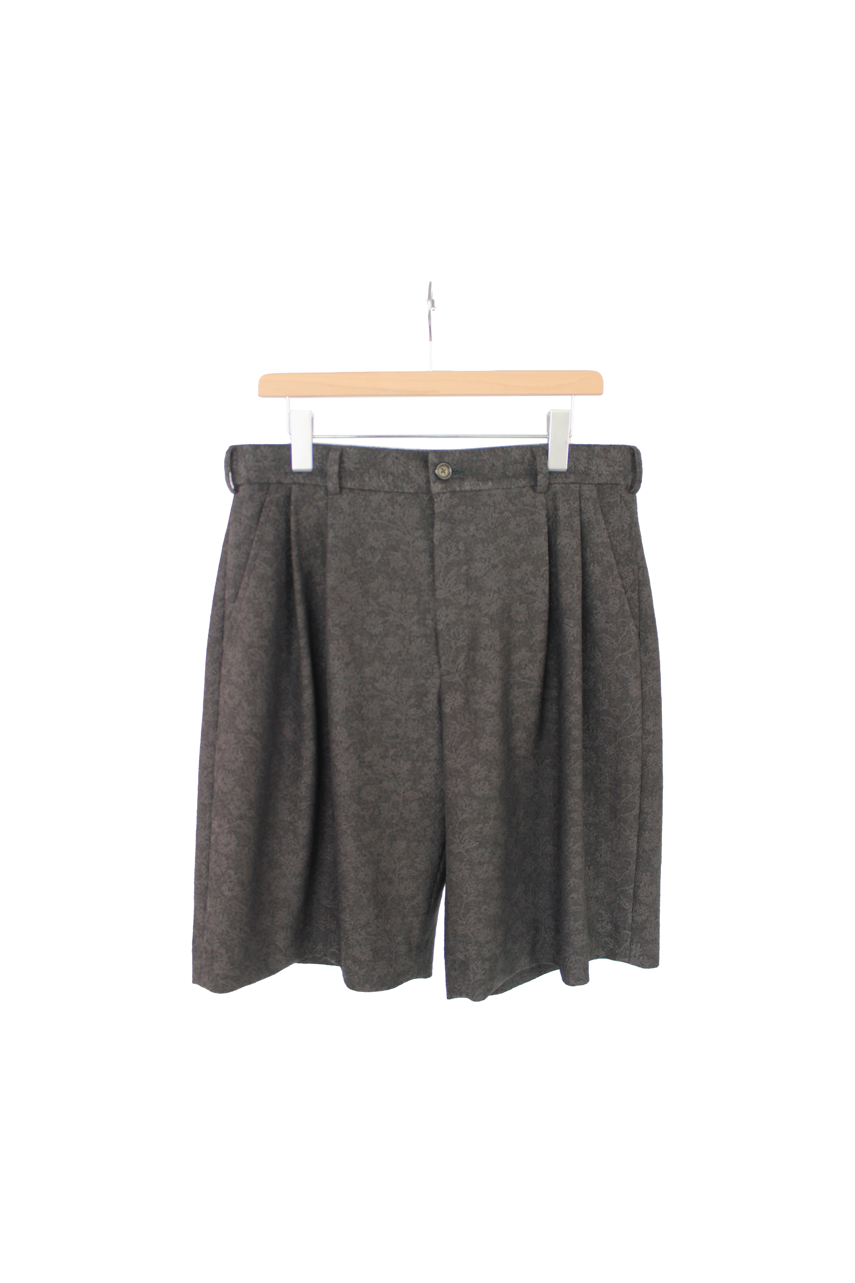 灰色提花打摺短褲 Jacquard Pleated Tailored Shorts
