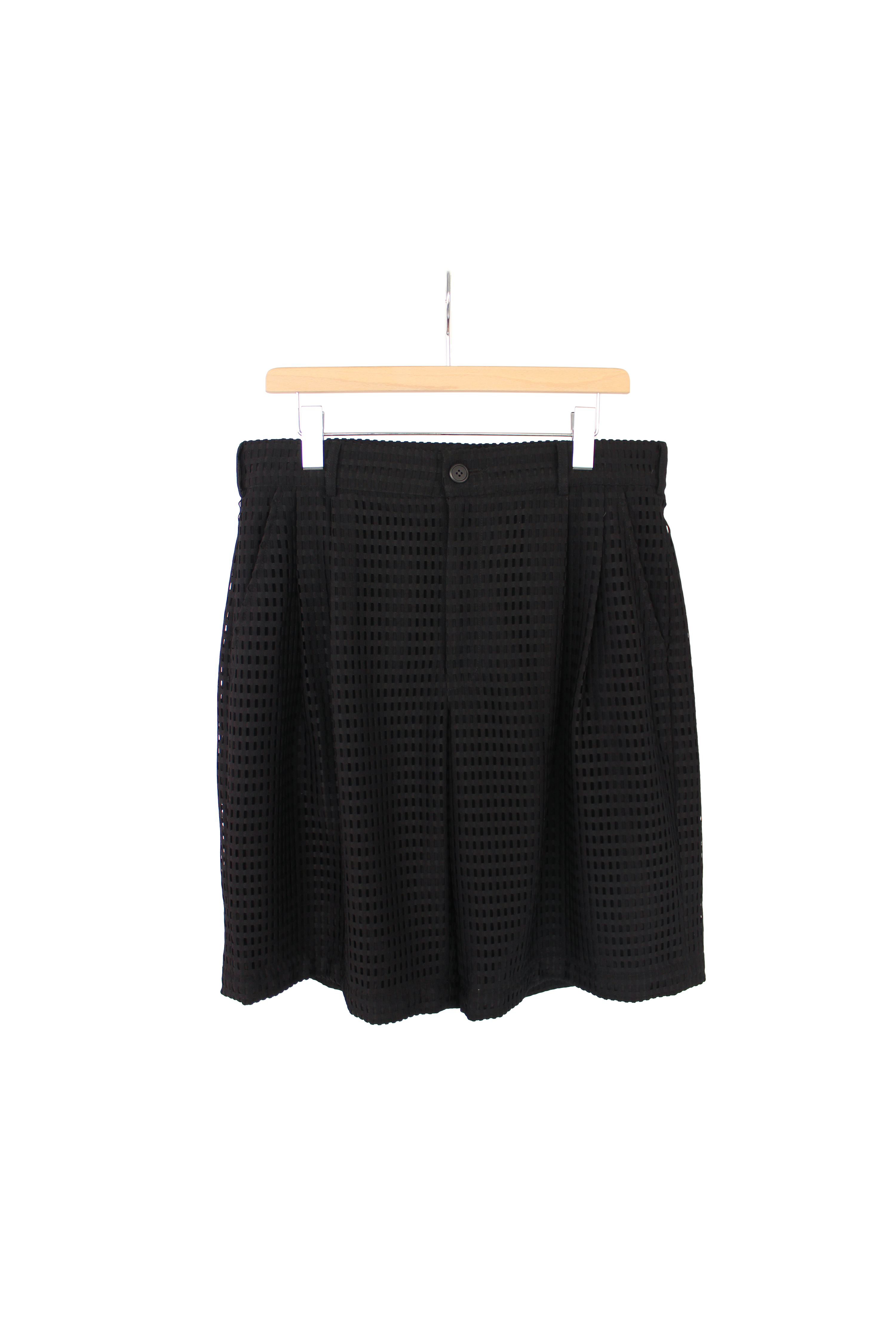 黑色網眼打摺短褲 Mesh Pleated Shorts