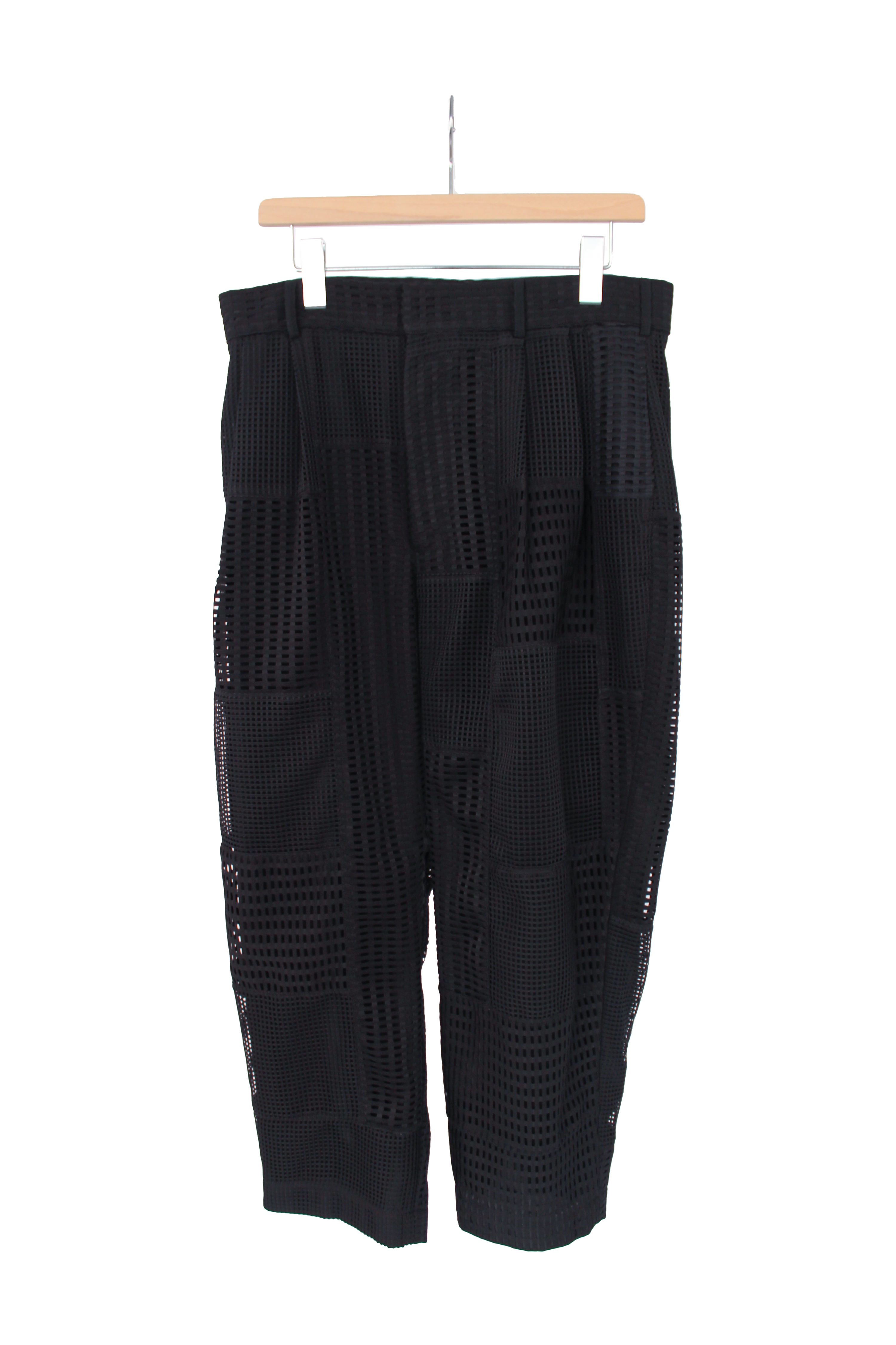 網眼手工拼接黑色長褲 Handcrafted Mesh Patchwork Black Trousers