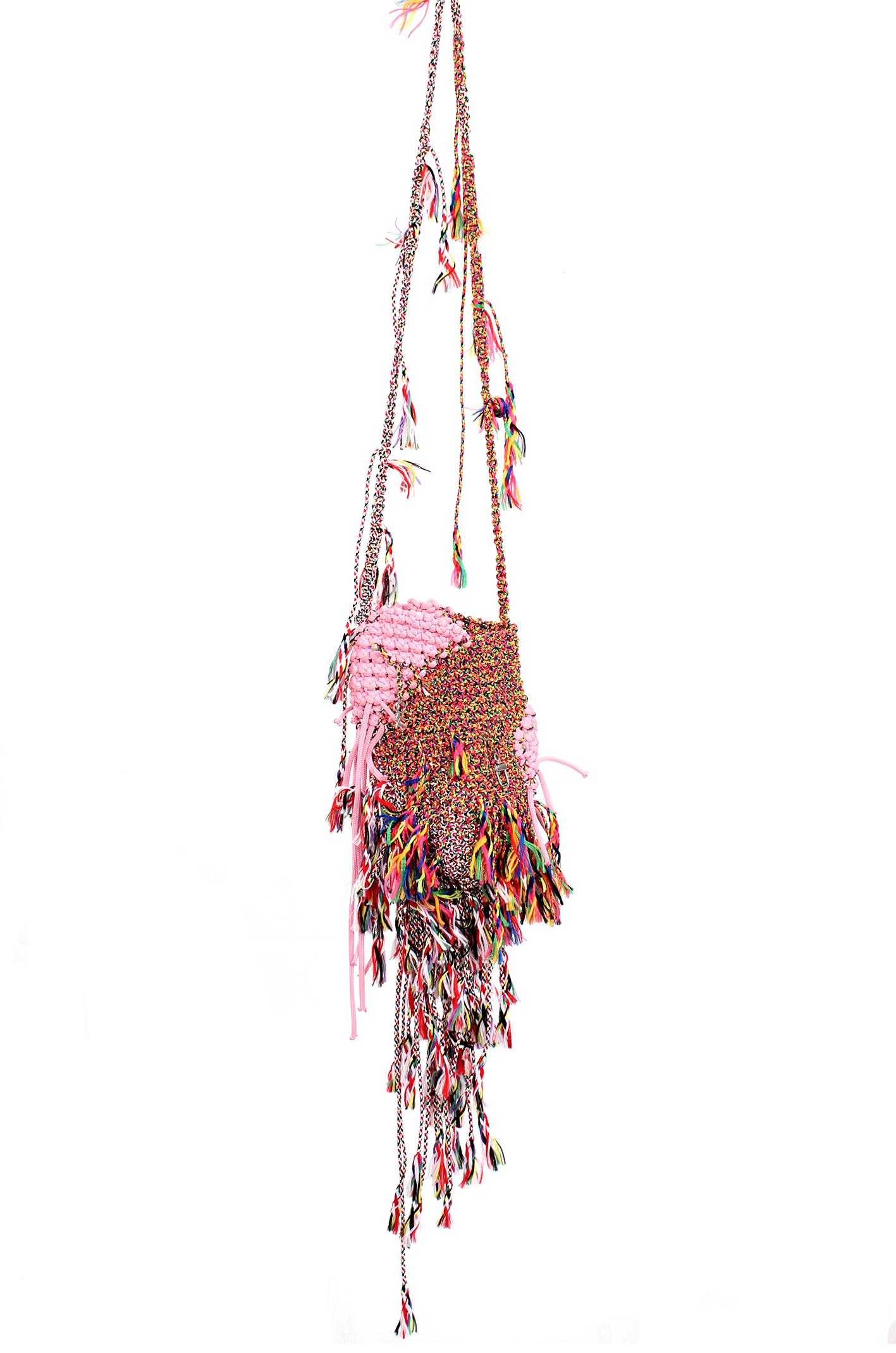 粉紅編織蓄鬚包 Pinky pinky Macrame Fringe Bag M