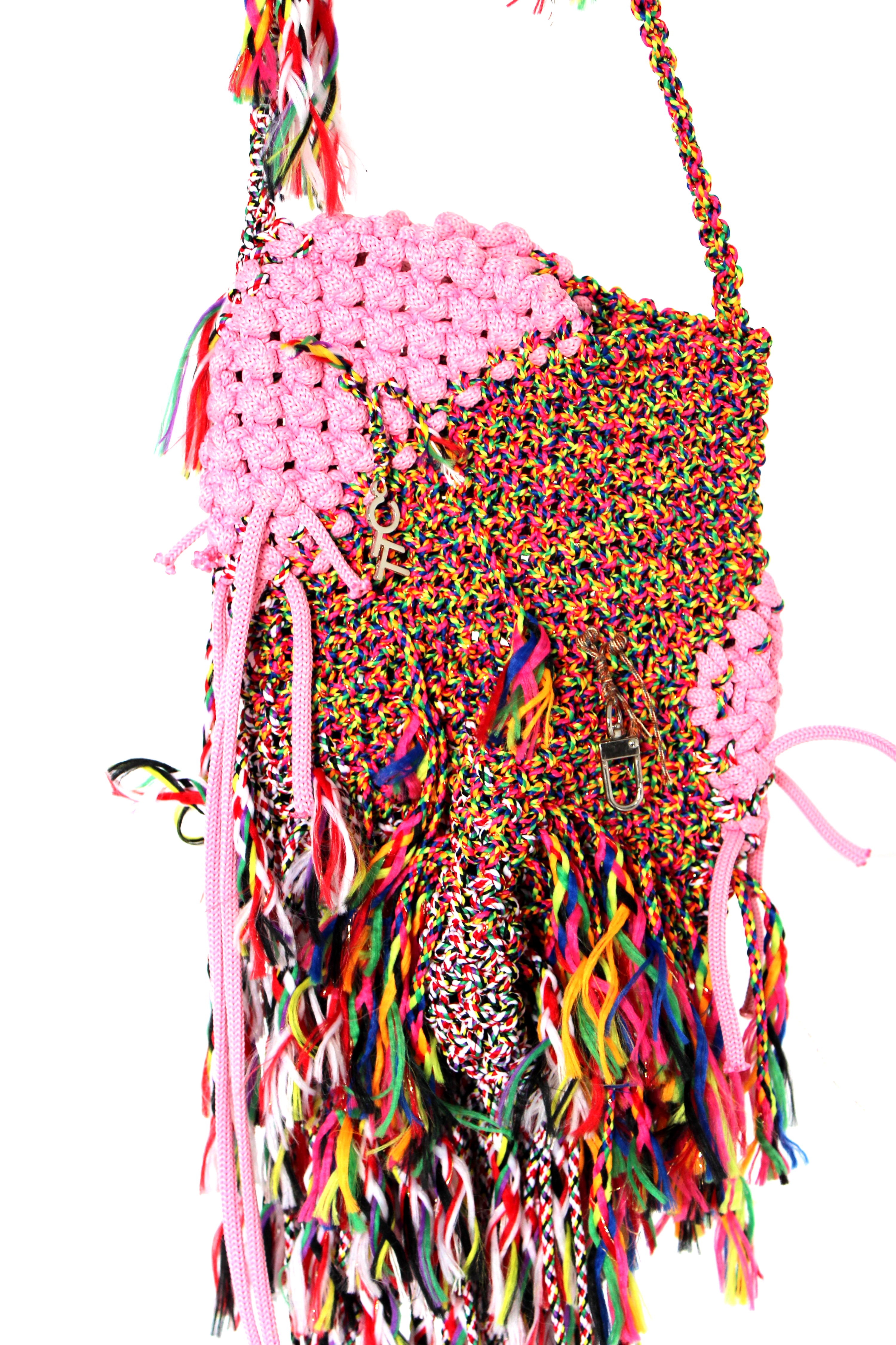 粉紅編織蓄鬚包 Pinky pinky Macrame Fringe Bag M