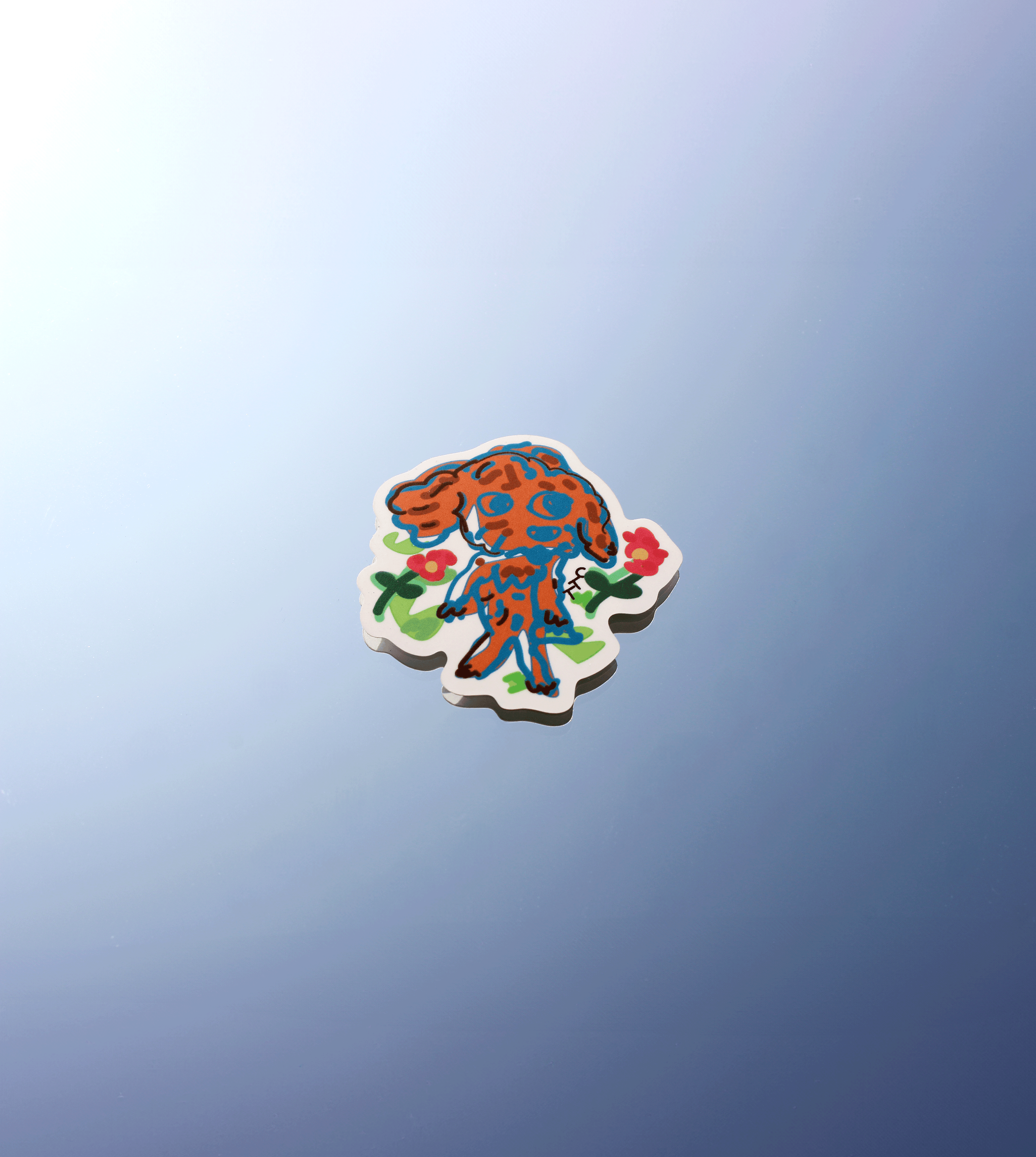 站著的噗 貼紙 Pooly the Poodle Sticker