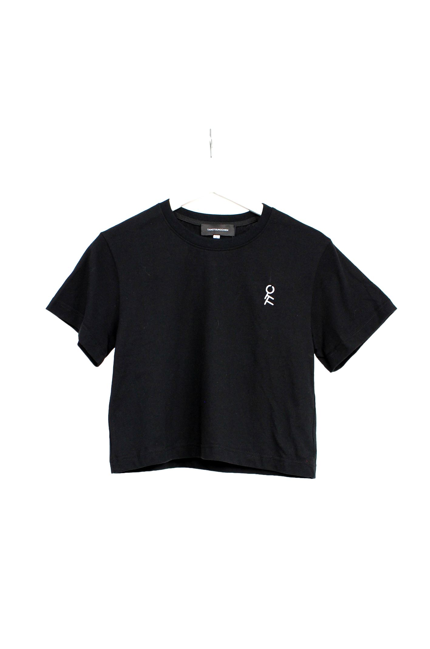 短版刺繡 Logo 黑色 T-Shirt